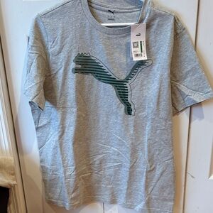 Puma Heather Gray Tee with Dark Green Logo